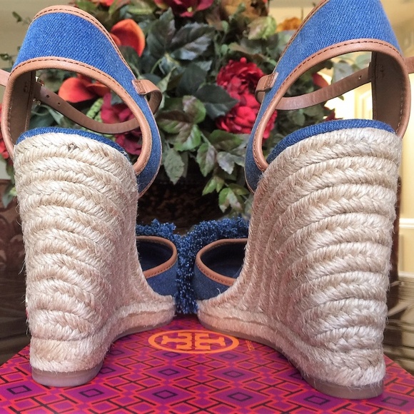 New $250 Tory Burch Shaw Denim Espadrilles 10.5-11 - Picture 3 of 8